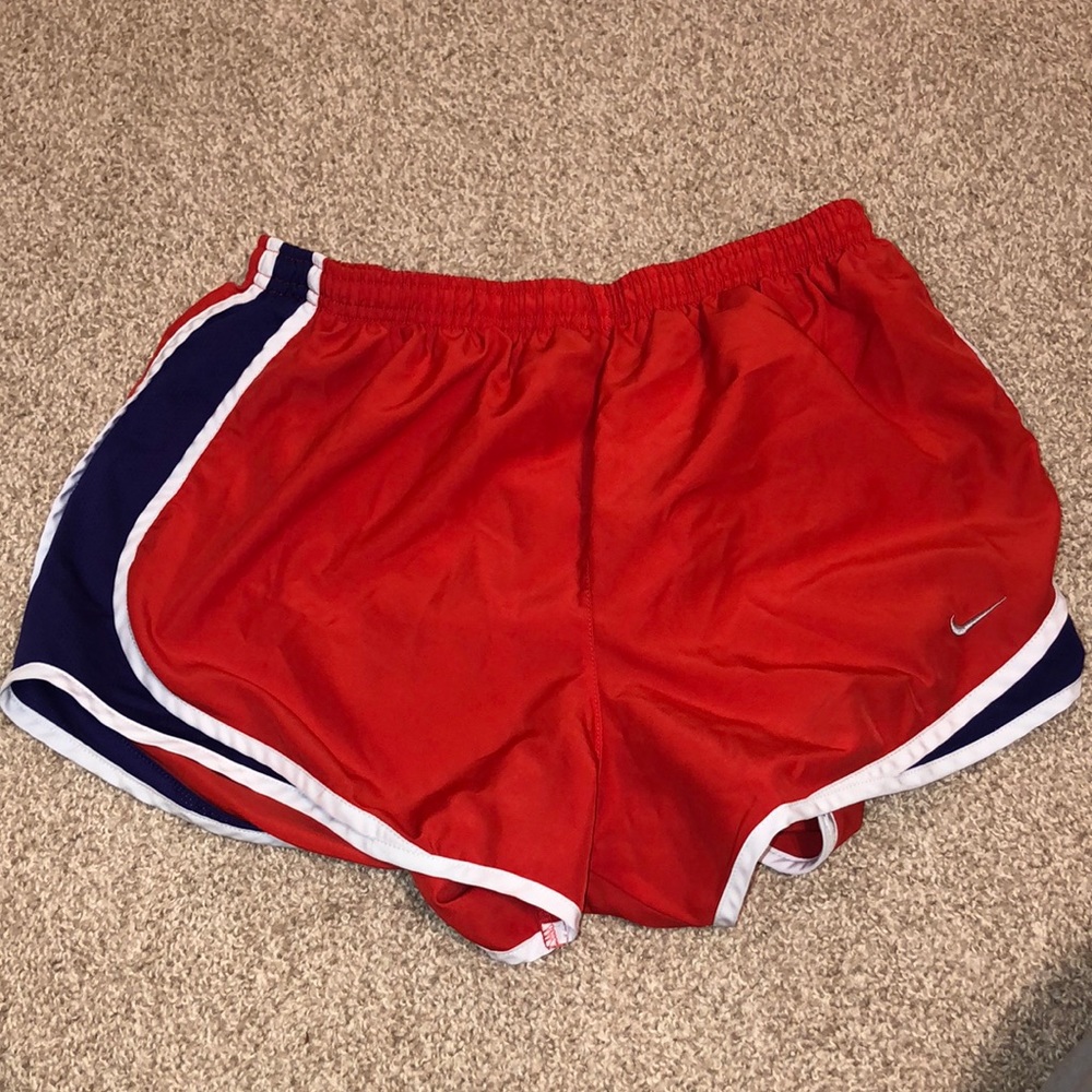 Nike red and purple running shorts